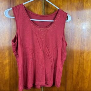 Talbots Red Sleeveless Tank Top with embellishments size SP